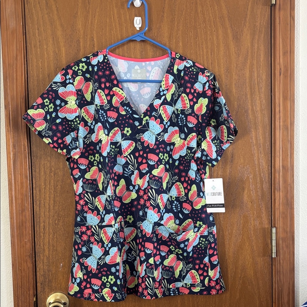 Med Couture Women's Top with Butterfly Print - Multicolor